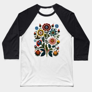Folk Art Flowers Baseball T-Shirt